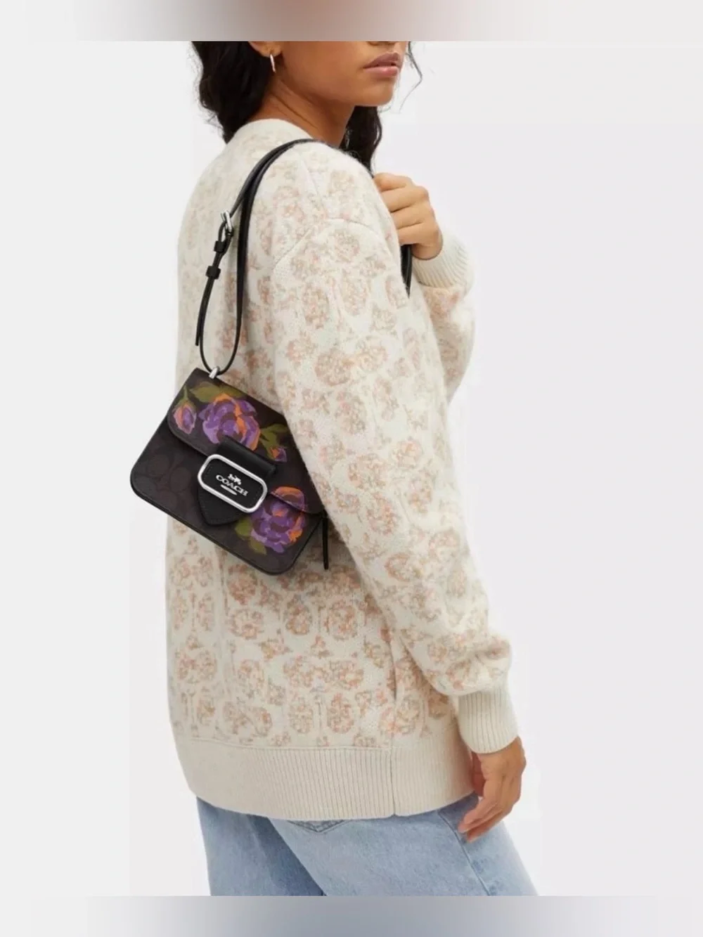 Coach Signature Rose Morgan Square Crossbody, NWT